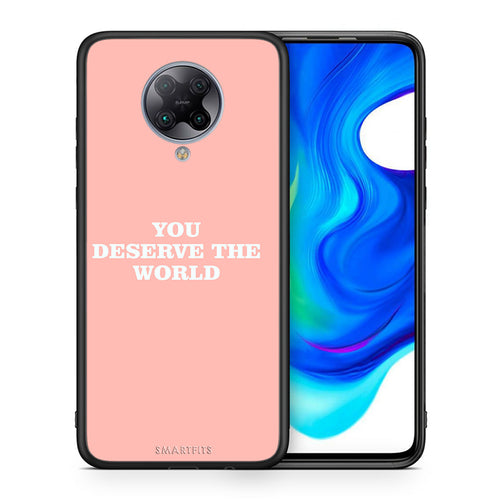 Θήκη Αγίου Βαλεντίνου Xiaomi Poco F2 Pro You Deserve The World από τη Smartfits με σχέδιο στο πίσω μέρος και μαύρο περίβλημα | Xiaomi Poco F2 Pro You Deserve The World case with colorful back and black bezels