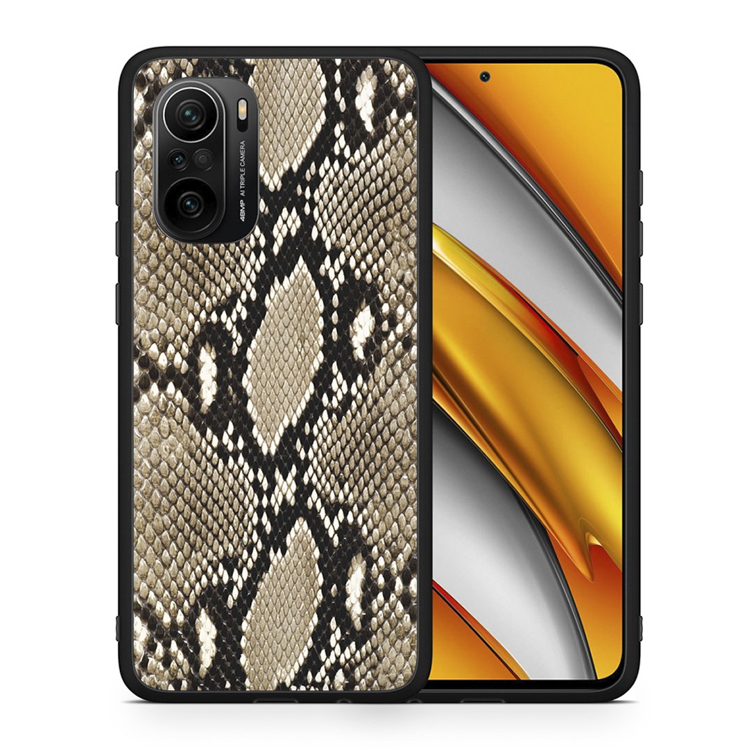 Θήκη Xiaomi Poco F3 Fashion Snake Animal από τη Smartfits με σχέδιο στο πίσω μέρος και μαύρο περίβλημα | Xiaomi Poco F3 Fashion Snake Animal case with colorful back and black bezels