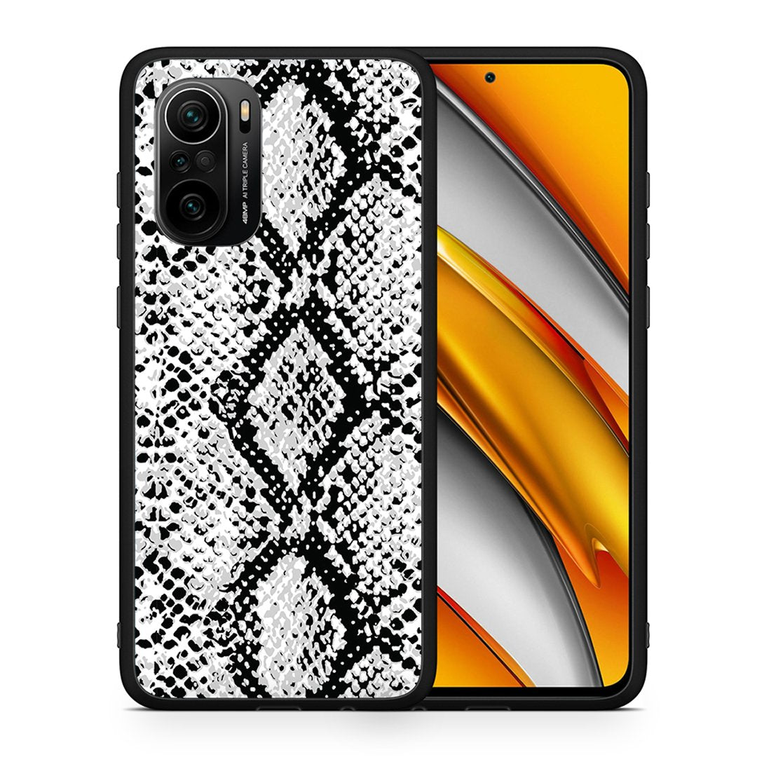 Θήκη Xiaomi Poco F3 White Snake Animal από τη Smartfits με σχέδιο στο πίσω μέρος και μαύρο περίβλημα | Xiaomi Poco F3 White Snake Animal case with colorful back and black bezels