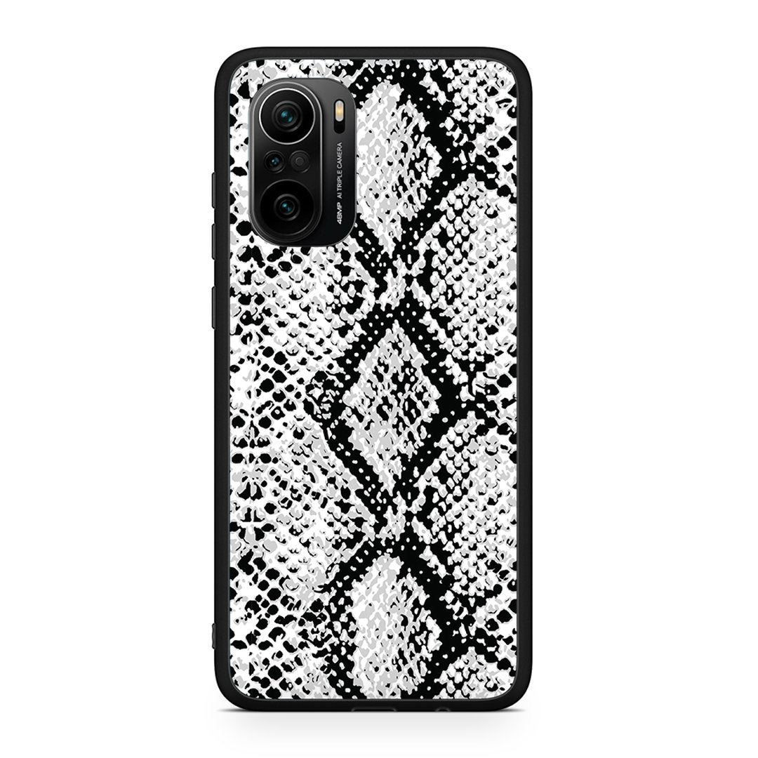 Xiaomi Poco F3 White Snake Animal θήκη από τη Smartfits με σχέδιο στο πίσω μέρος και μαύρο περίβλημα | Smartphone case with colorful back and black bezels by Smartfits