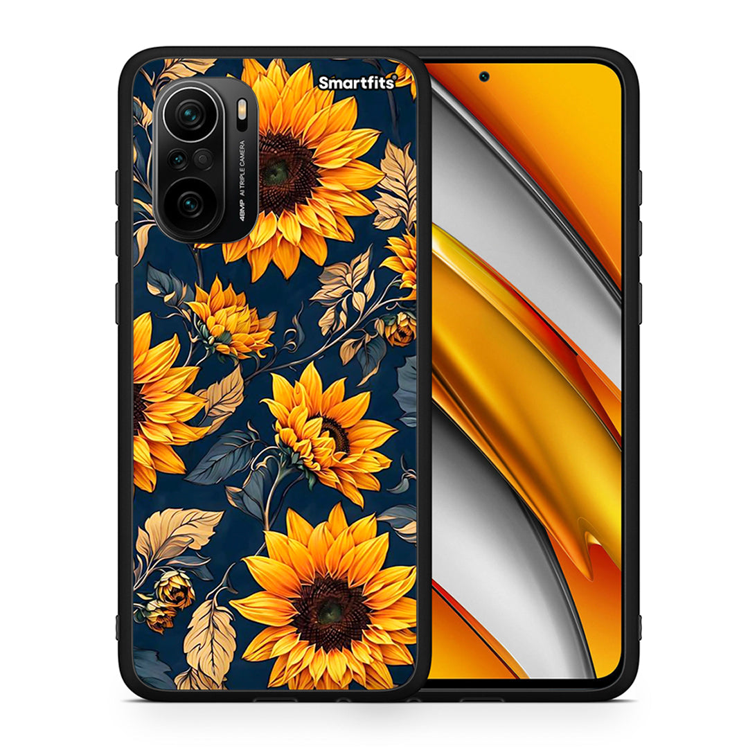 Θήκη Xiaomi Poco F3 Autumn Sunflowers από τη Smartfits με σχέδιο στο πίσω μέρος και μαύρο περίβλημα | Xiaomi Poco F3 Autumn Sunflowers case with colorful back and black bezels
