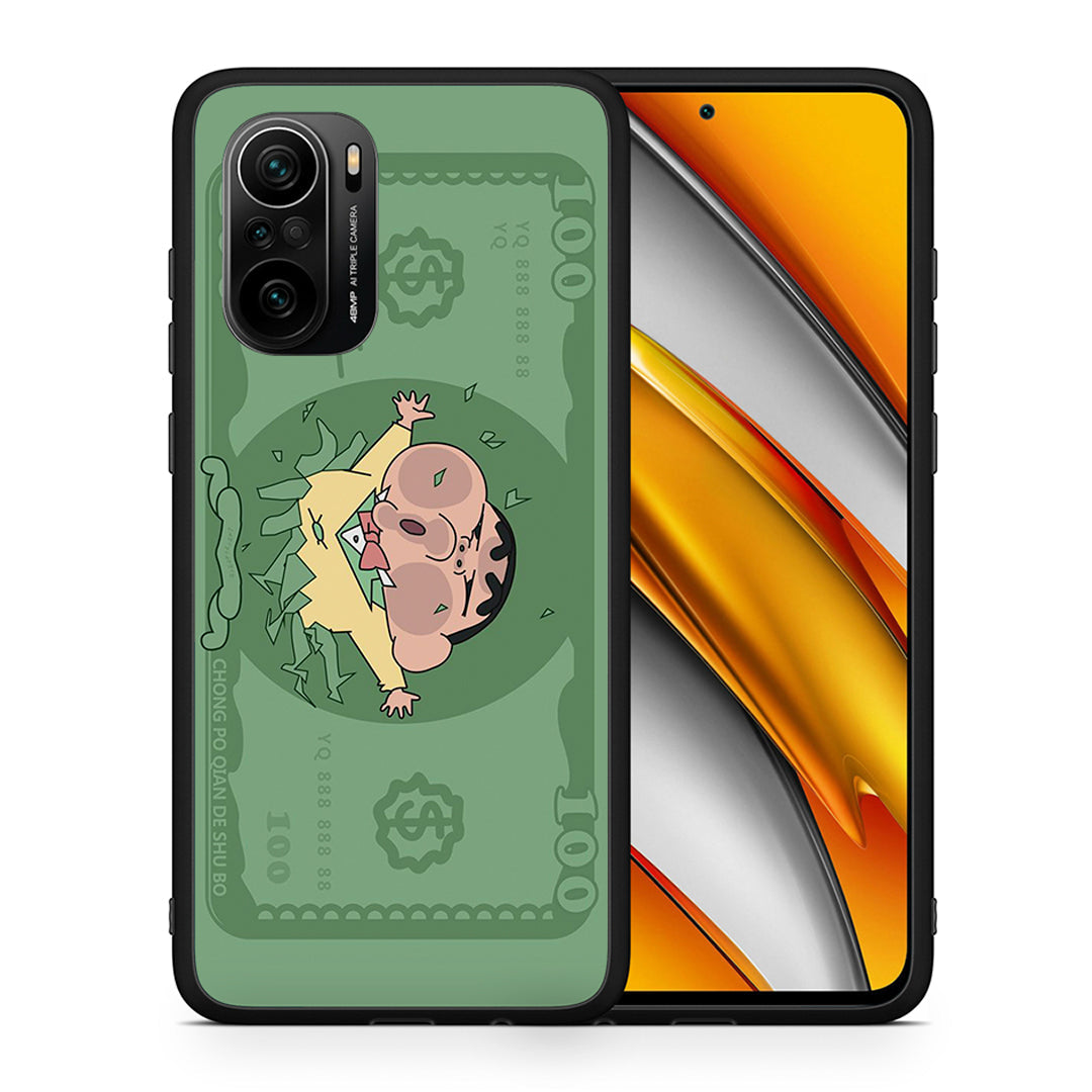 Θήκη Αγίου Βαλεντίνου Xiaomi Poco F3 Big Money από τη Smartfits με σχέδιο στο πίσω μέρος και μαύρο περίβλημα | Xiaomi Poco F3 Big Money case with colorful back and black bezels