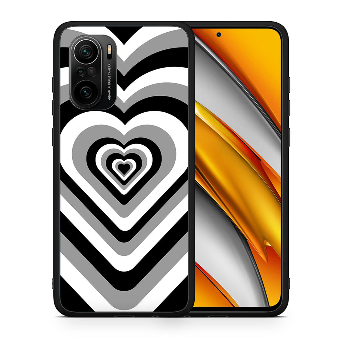 Θήκη Xiaomi Poco F3 Black Hearts από τη Smartfits με σχέδιο στο πίσω μέρος και μαύρο περίβλημα | Xiaomi Poco F3 Black Hearts case with colorful back and black bezels