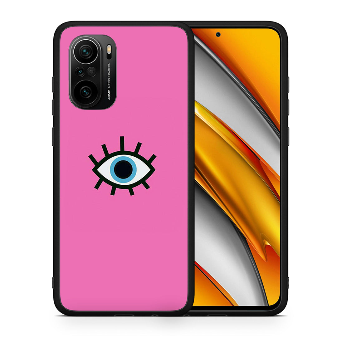 Θήκη Xiaomi Poco F3 Blue Eye Pink από τη Smartfits με σχέδιο στο πίσω μέρος και μαύρο περίβλημα | Xiaomi Poco F3 Blue Eye Pink case with colorful back and black bezels