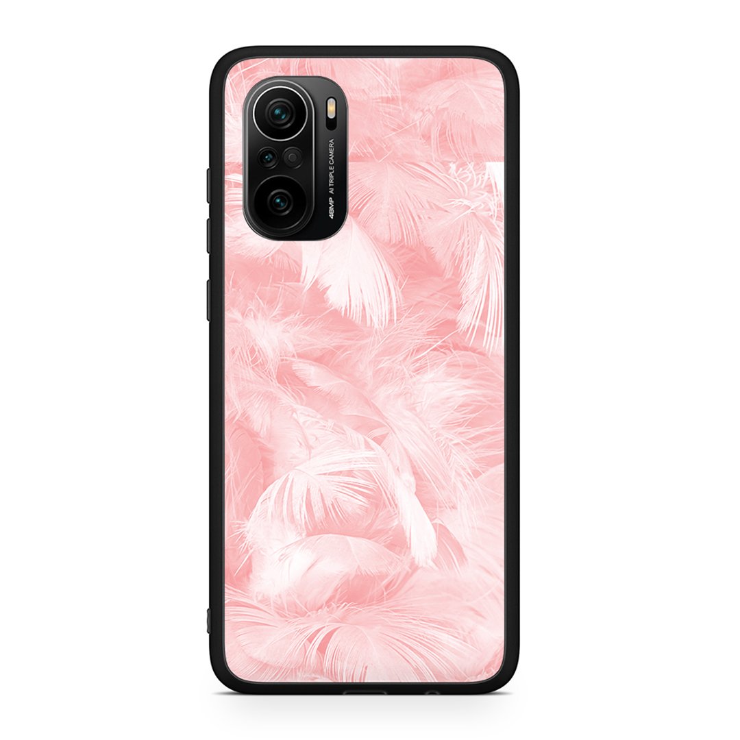 Xiaomi Mi 11i Pink Feather Boho θήκη από τη Smartfits με σχέδιο στο πίσω μέρος και μαύρο περίβλημα | Smartphone case with colorful back and black bezels by Smartfits