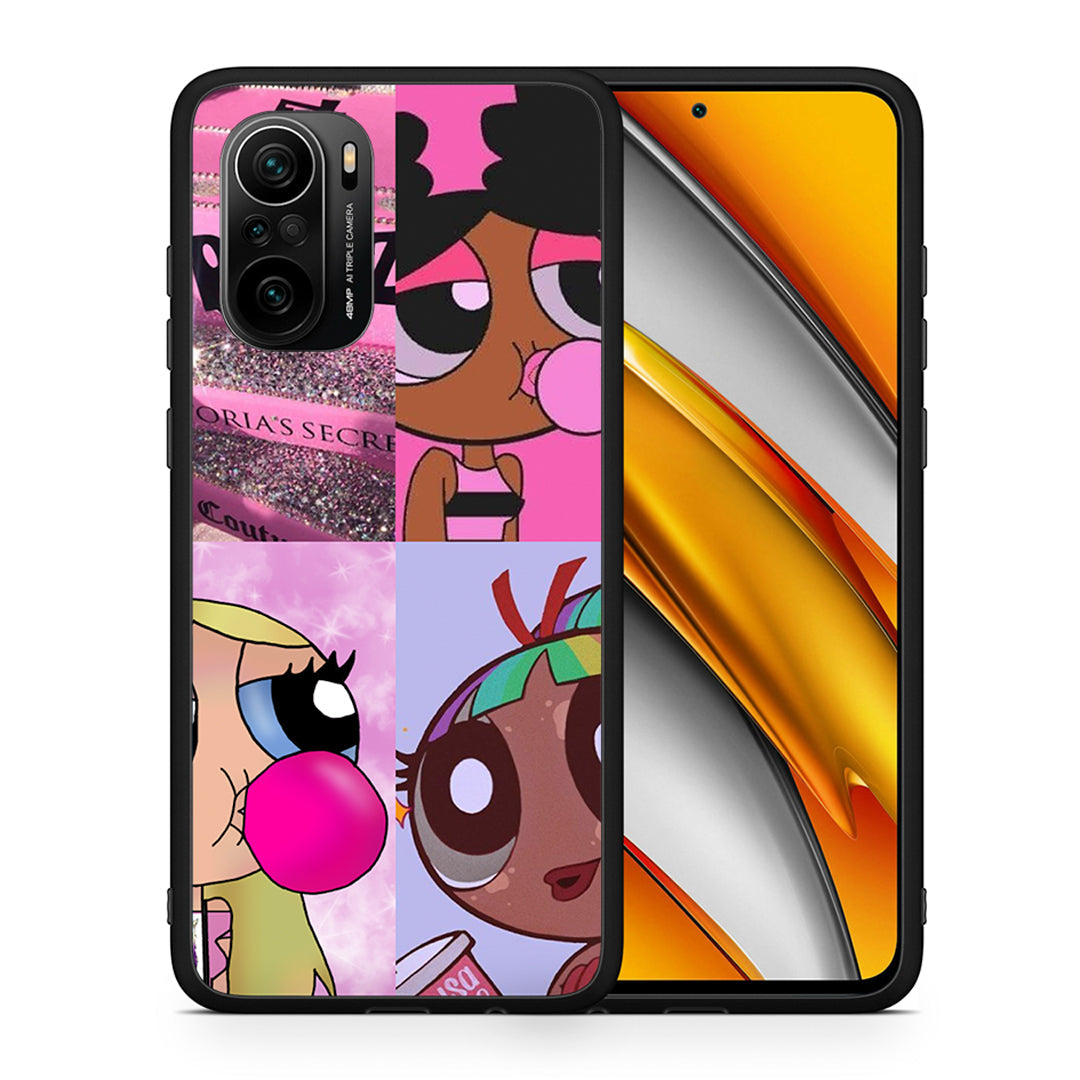 Θήκη Αγίου Βαλεντίνου Xiaomi Poco F3 Bubble Girls από τη Smartfits με σχέδιο στο πίσω μέρος και μαύρο περίβλημα | Xiaomi Poco F3 Bubble Girls case with colorful back and black bezels