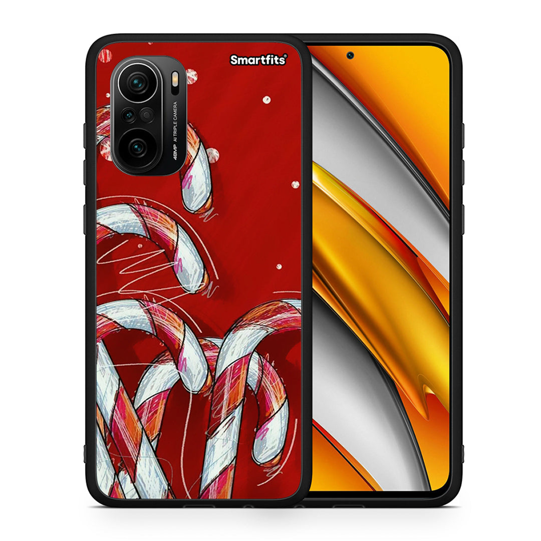 Θήκη Xiaomi Poco F3 Candy Cane από τη Smartfits με σχέδιο στο πίσω μέρος και μαύρο περίβλημα | Xiaomi Poco F3 Candy Cane case with colorful back and black bezels