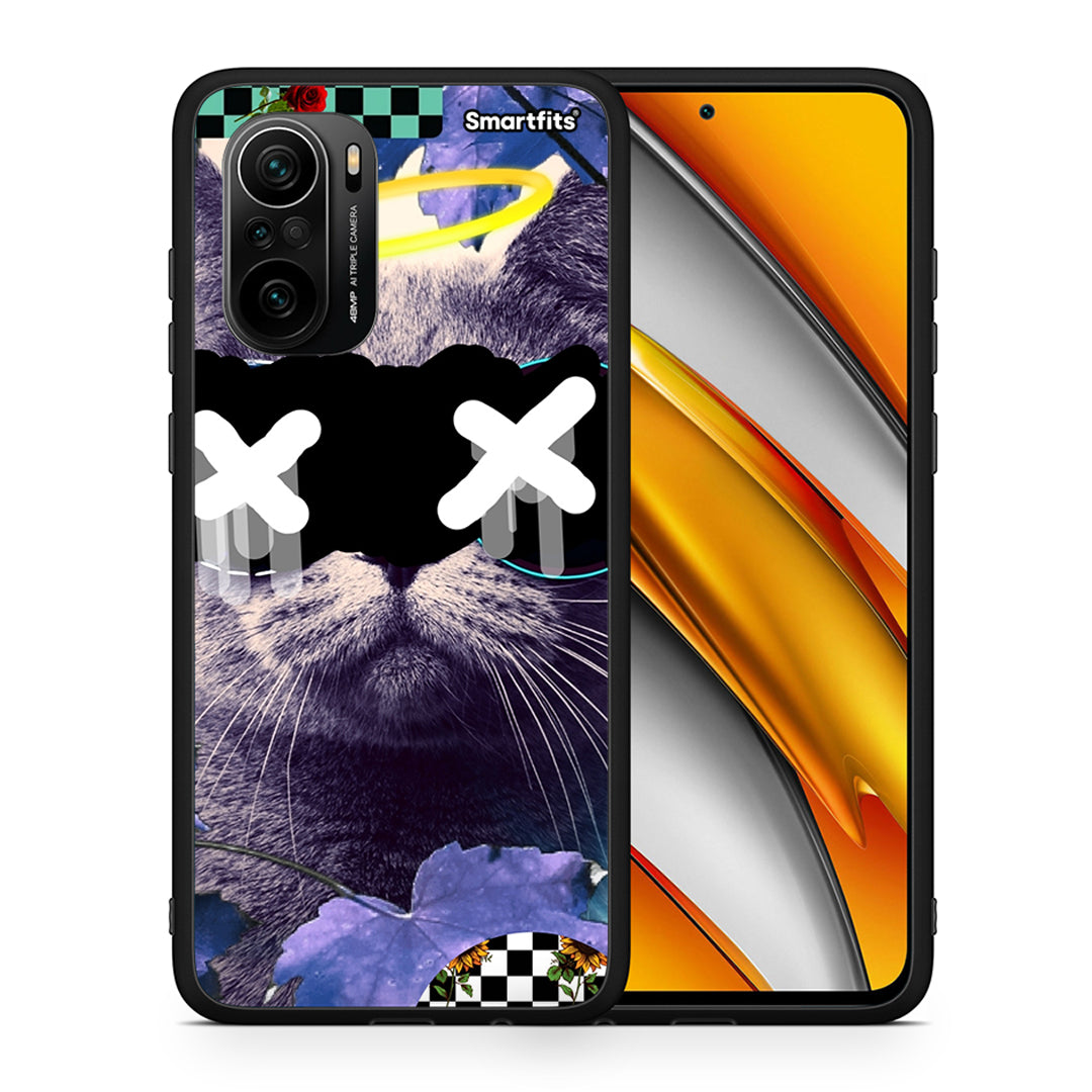Θήκη Xiaomi Poco F3 Cat Collage από τη Smartfits με σχέδιο στο πίσω μέρος και μαύρο περίβλημα | Xiaomi Poco F3 Cat Collage case with colorful back and black bezels