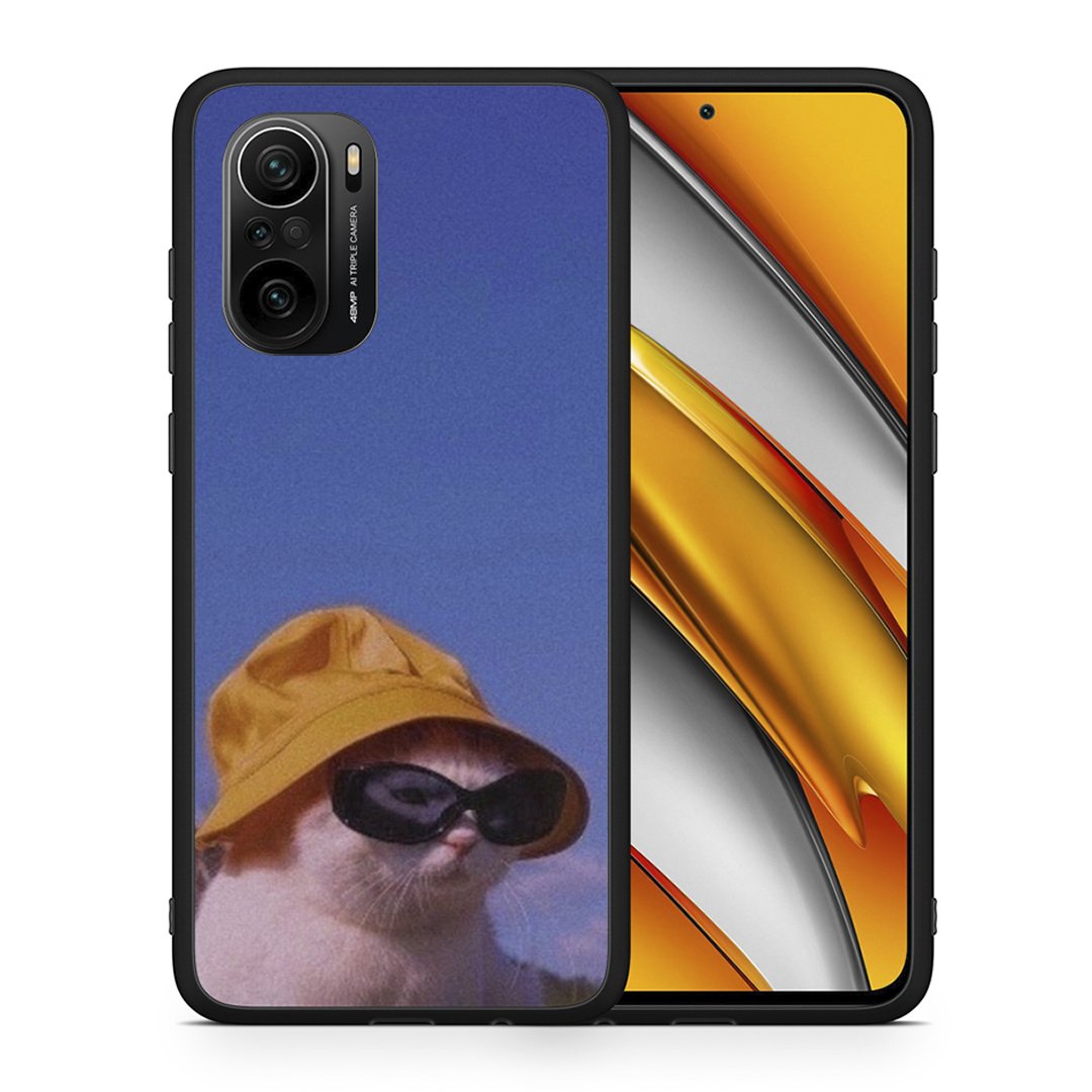 Θήκη Xiaomi Poco F3 Cat Diva από τη Smartfits με σχέδιο στο πίσω μέρος και μαύρο περίβλημα | Xiaomi Poco F3 Cat Diva case with colorful back and black bezels