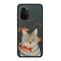 Thumbnail for Xiaomi Poco F3 Cat Goldfish θήκη από τη Smartfits με σχέδιο στο πίσω μέρος και μαύρο περίβλημα | Smartphone case with colorful back and black bezels by Smartfits