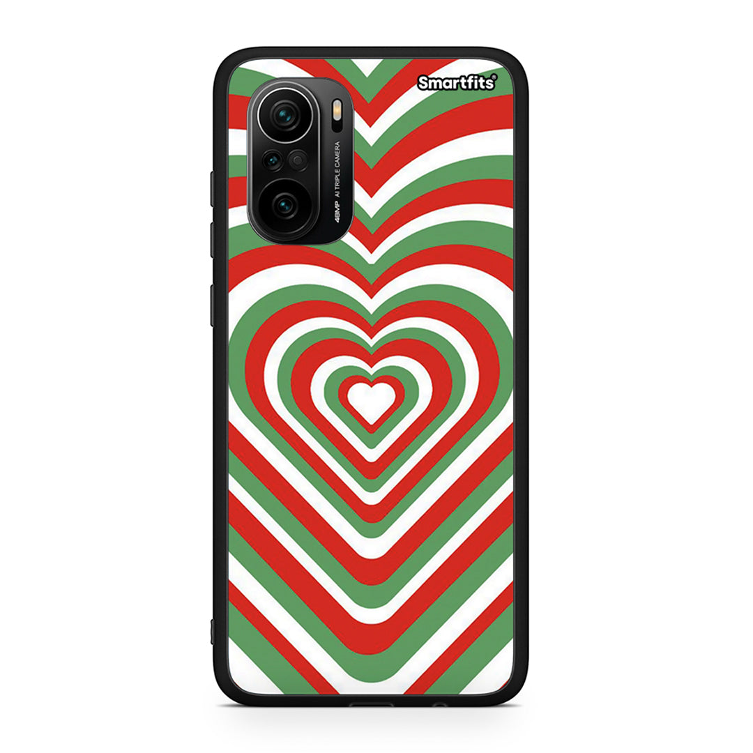 Xiaomi Poco F3 Christmas Hearts θήκη από τη Smartfits με σχέδιο στο πίσω μέρος και μαύρο περίβλημα | Smartphone case with colorful back and black bezels by Smartfits