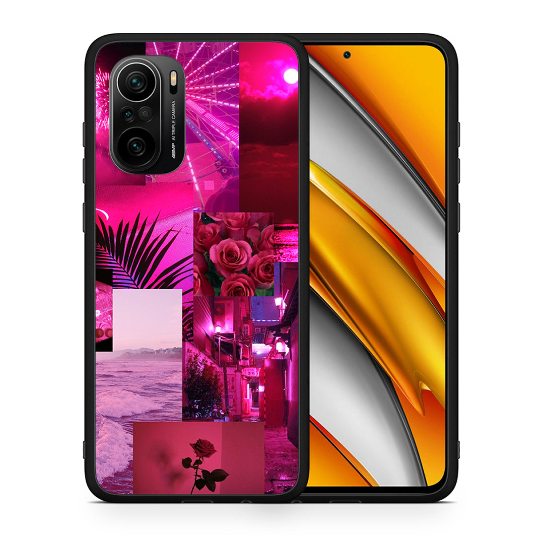 Θήκη Αγίου Βαλεντίνου Xiaomi Poco F3 Collage Red Roses από τη Smartfits με σχέδιο στο πίσω μέρος και μαύρο περίβλημα | Xiaomi Poco F3 Collage Red Roses case with colorful back and black bezels