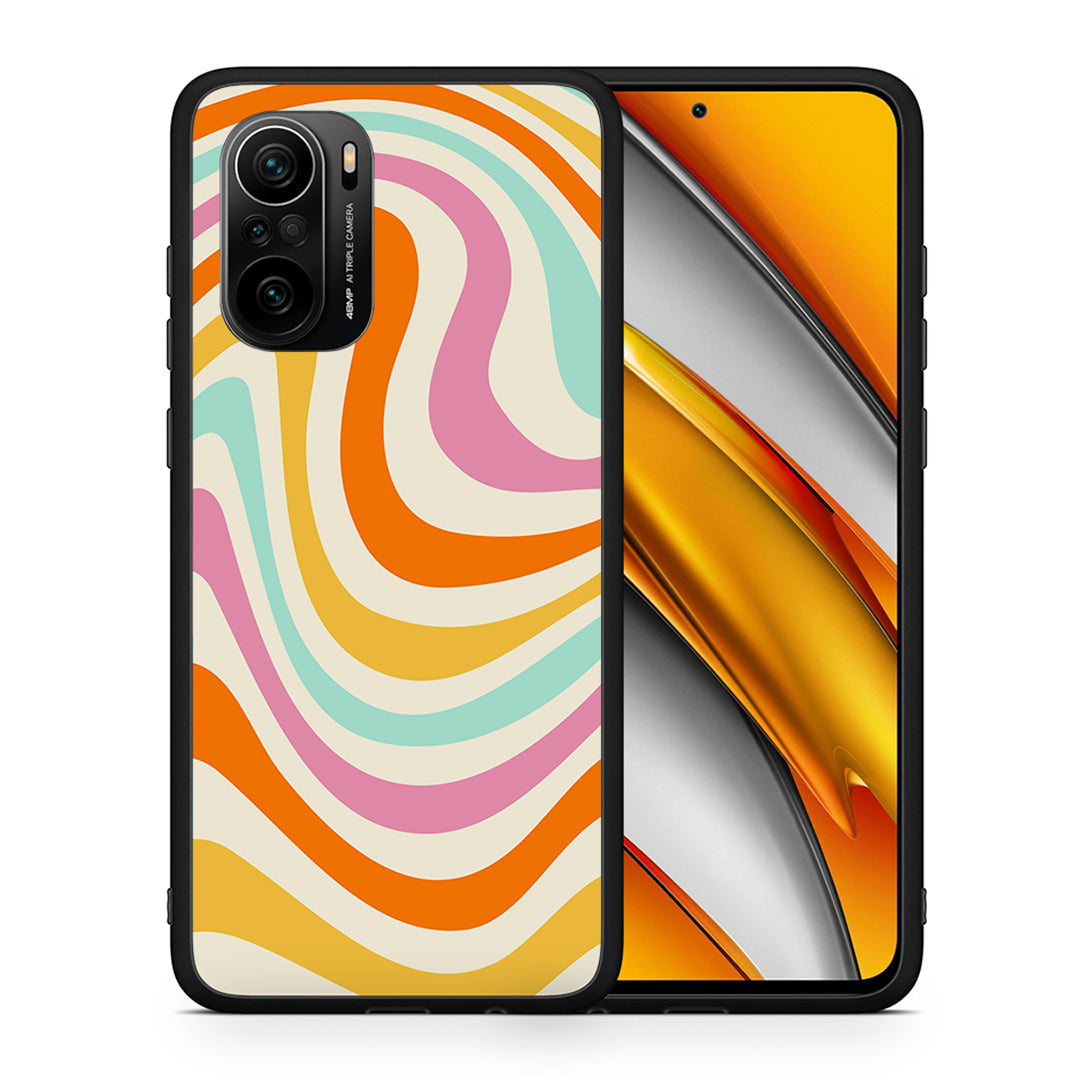Θήκη Xiaomi Poco F3 Colourful Waves από τη Smartfits με σχέδιο στο πίσω μέρος και μαύρο περίβλημα | Xiaomi Poco F3 Colourful Waves case with colorful back and black bezels