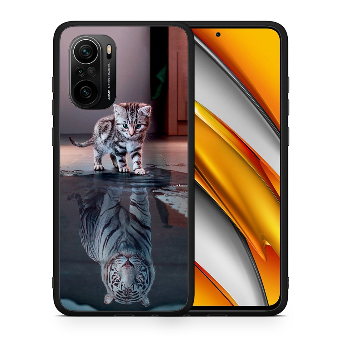 Θήκη Xiaomi Poco F3 Tiger Cute από τη Smartfits με σχέδιο στο πίσω μέρος και μαύρο περίβλημα | Xiaomi Poco F3 Tiger Cute case with colorful back and black bezels