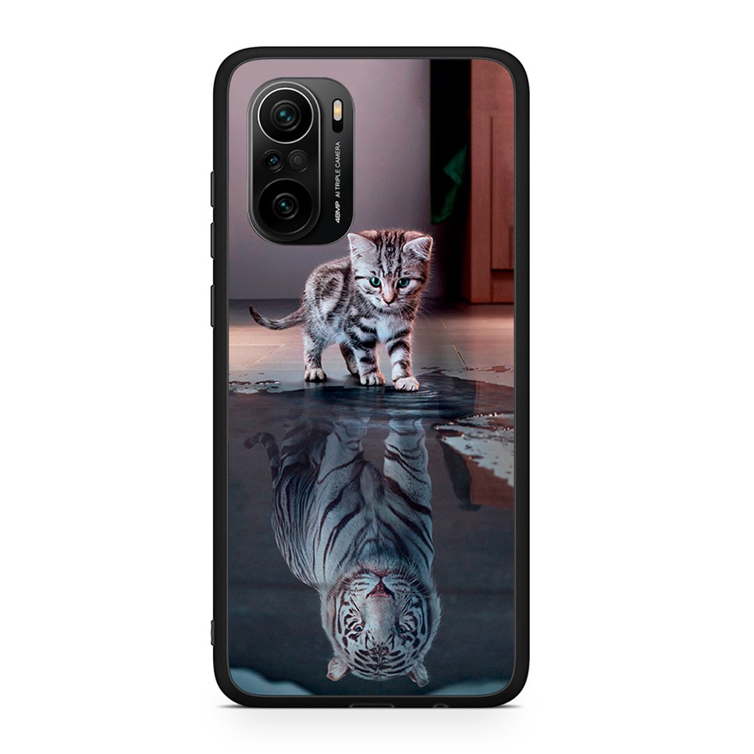 Xiaomi Mi 11i Tiger Cute θήκη από τη Smartfits με σχέδιο στο πίσω μέρος και μαύρο περίβλημα | Smartphone case with colorful back and black bezels by Smartfits