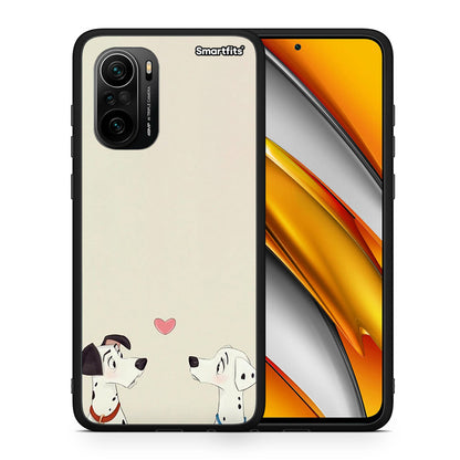 Θήκη Xiaomi Poco F3 Dalmatians Love από τη Smartfits με σχέδιο στο πίσω μέρος και μαύρο περίβλημα | Xiaomi Poco F3 Dalmatians Love case with colorful back and black bezels