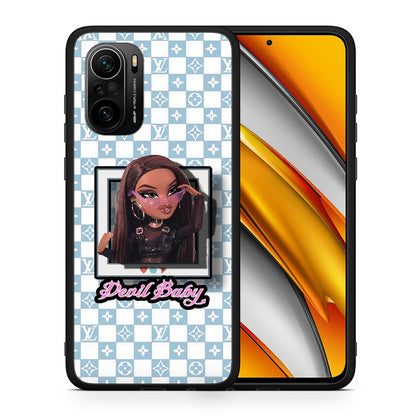 Θήκη Αγίου Βαλεντίνου Xiaomi Poco F3 Devil Baby από τη Smartfits με σχέδιο στο πίσω μέρος και μαύρο περίβλημα | Xiaomi Poco F3 Devil Baby case with colorful back and black bezels