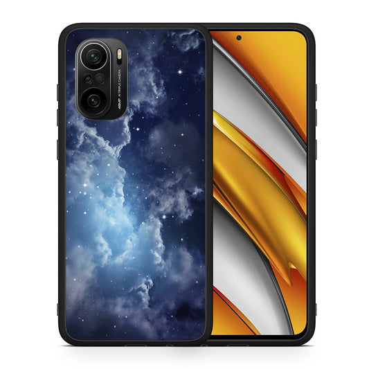 Θήκη Xiaomi Poco F3 Blue Sky Galaxy από τη Smartfits με σχέδιο στο πίσω μέρος και μαύρο περίβλημα | Xiaomi Poco F3 Blue Sky Galaxy case with colorful back and black bezels