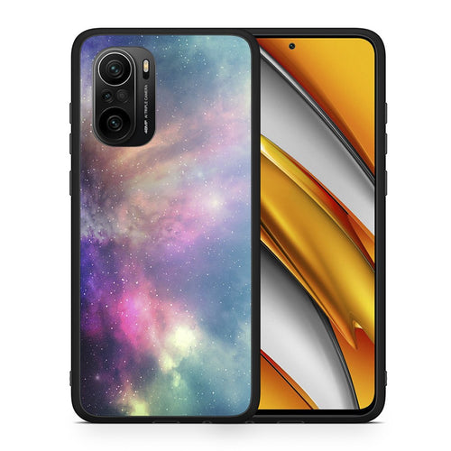 Θήκη Xiaomi Poco F3 Rainbow Galaxy από τη Smartfits με σχέδιο στο πίσω μέρος και μαύρο περίβλημα | Xiaomi Poco F3 Rainbow Galaxy case with colorful back and black bezels