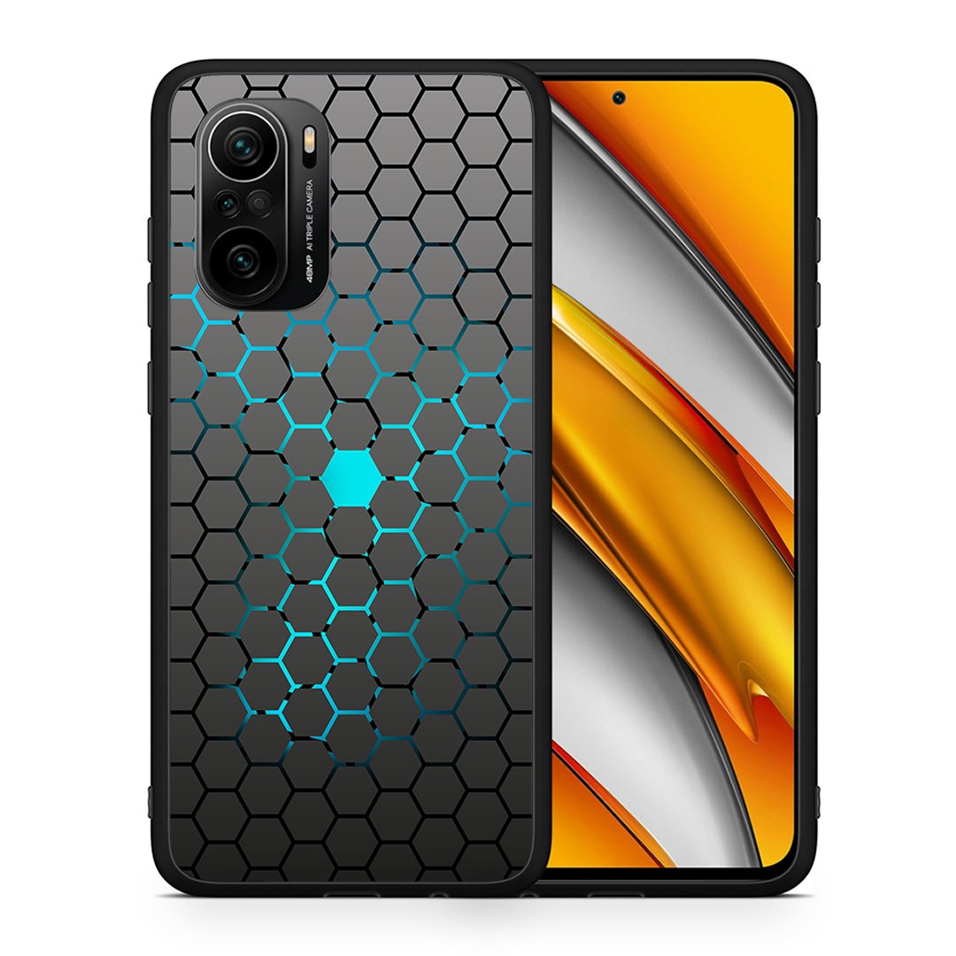 Θήκη Xiaomi Poco F3 Hexagonal Geometric από τη Smartfits με σχέδιο στο πίσω μέρος και μαύρο περίβλημα | Xiaomi Poco F3 Hexagonal Geometric case with colorful back and black bezels