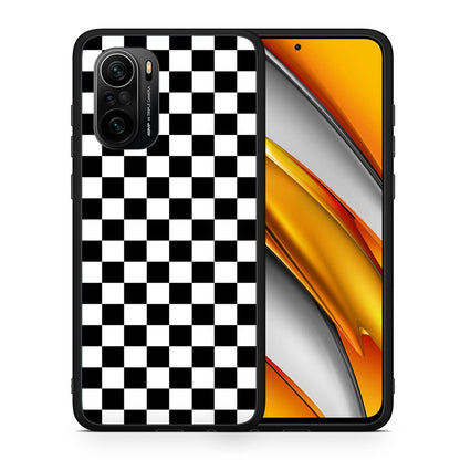Θήκη Xiaomi Poco F3 Squares Geometric από τη Smartfits με σχέδιο στο πίσω μέρος και μαύρο περίβλημα | Xiaomi Poco F3 Squares Geometric case with colorful back and black bezels
