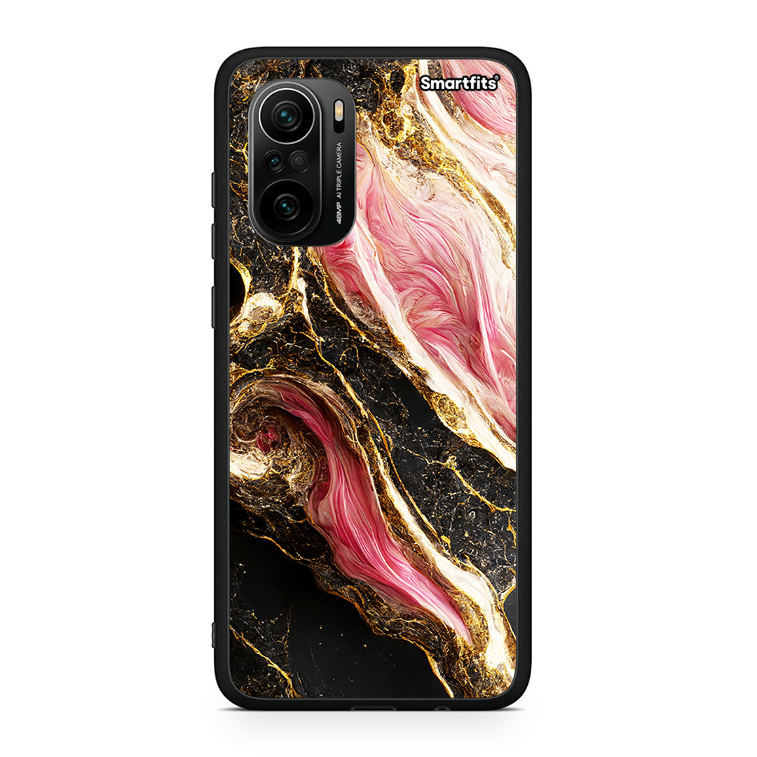 Xiaomi Poco F3 Glamorous Pink Marble θήκη από τη Smartfits με σχέδιο στο πίσω μέρος και μαύρο περίβλημα | Smartphone case with colorful back and black bezels by Smartfits