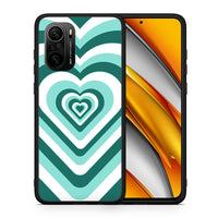 Thumbnail for Θήκη Xiaomi Poco F3 Green Hearts από τη Smartfits με σχέδιο στο πίσω μέρος και μαύρο περίβλημα | Xiaomi Poco F3 Green Hearts case with colorful back and black bezels