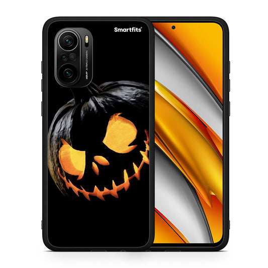 Θήκη Xiaomi Poco F3 Halloween Scary Pumpkin από τη Smartfits με σχέδιο στο πίσω μέρος και μαύρο περίβλημα | Xiaomi Poco F3 Halloween Scary Pumpkin case with colorful back and black bezels