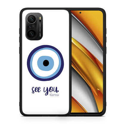 Θήκη Xiaomi Poco F3 Karma Says από τη Smartfits με σχέδιο στο πίσω μέρος και μαύρο περίβλημα | Xiaomi Poco F3 Karma Says case with colorful back and black bezels