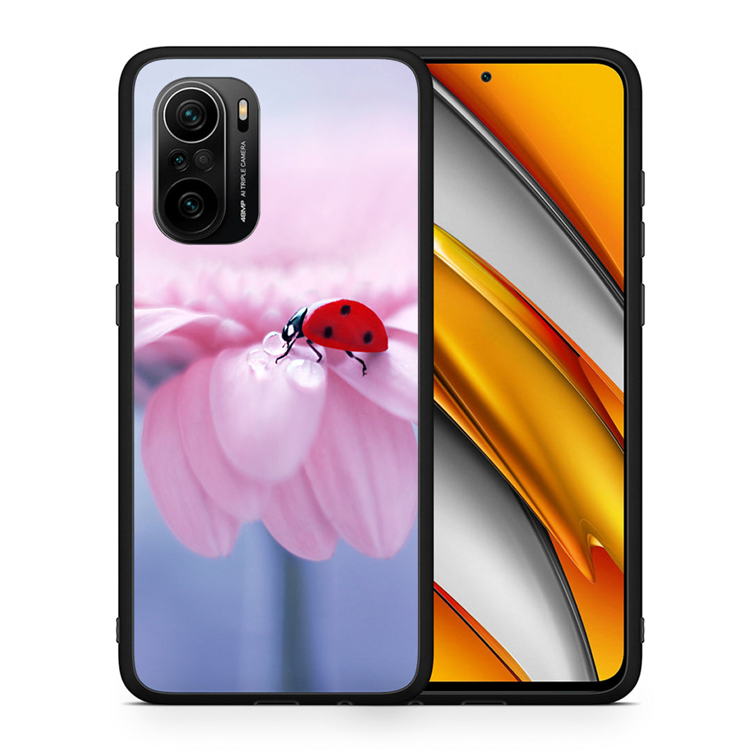 Θήκη Xiaomi Mi 11i Ladybug Flower από τη Smartfits με σχέδιο στο πίσω μέρος και μαύρο περίβλημα | Xiaomi Mi 11i Ladybug Flower case with colorful back and black bezels