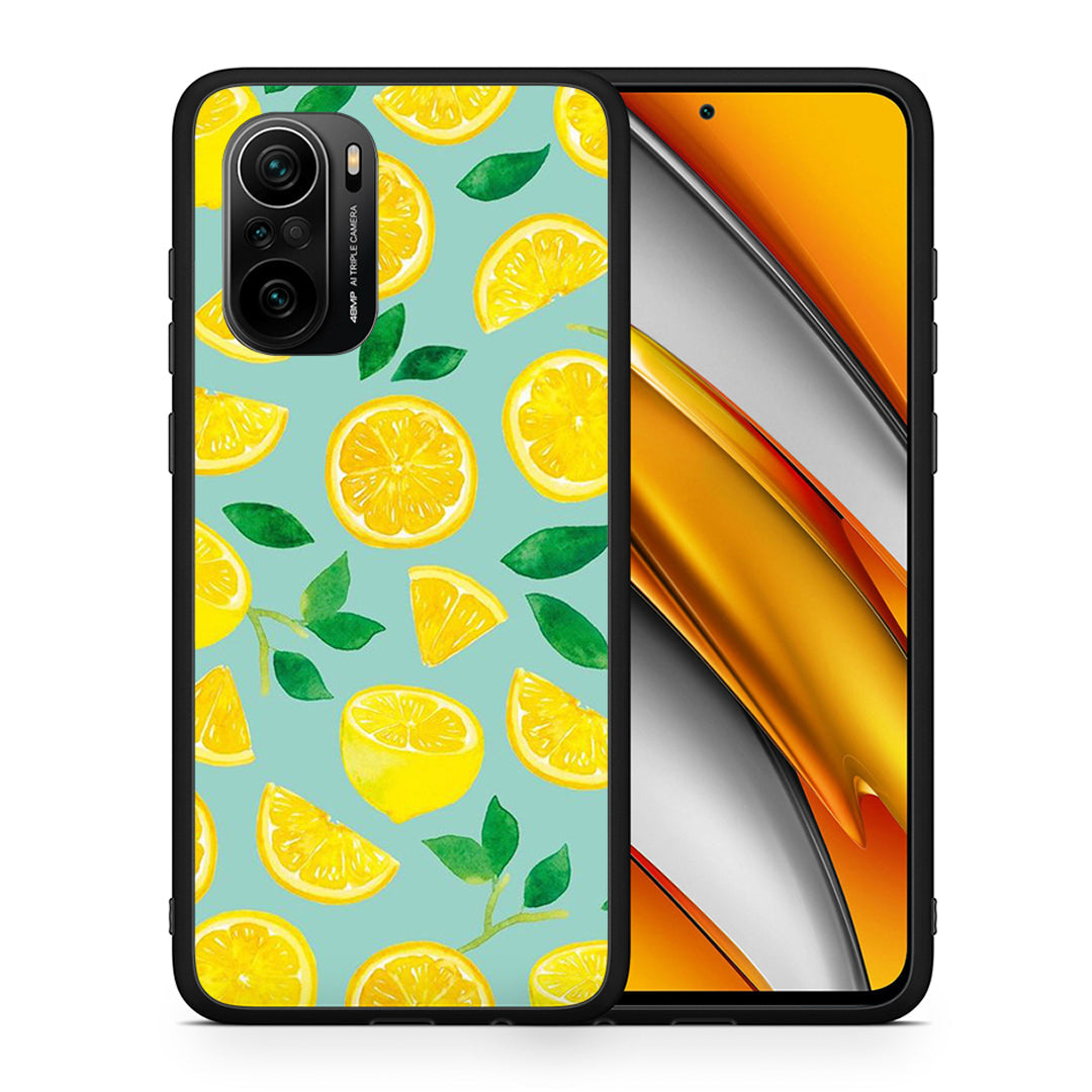 Θήκη Xiaomi Poco F3 Lemons από τη Smartfits με σχέδιο στο πίσω μέρος και μαύρο περίβλημα | Xiaomi Poco F3 Lemons case with colorful back and black bezels