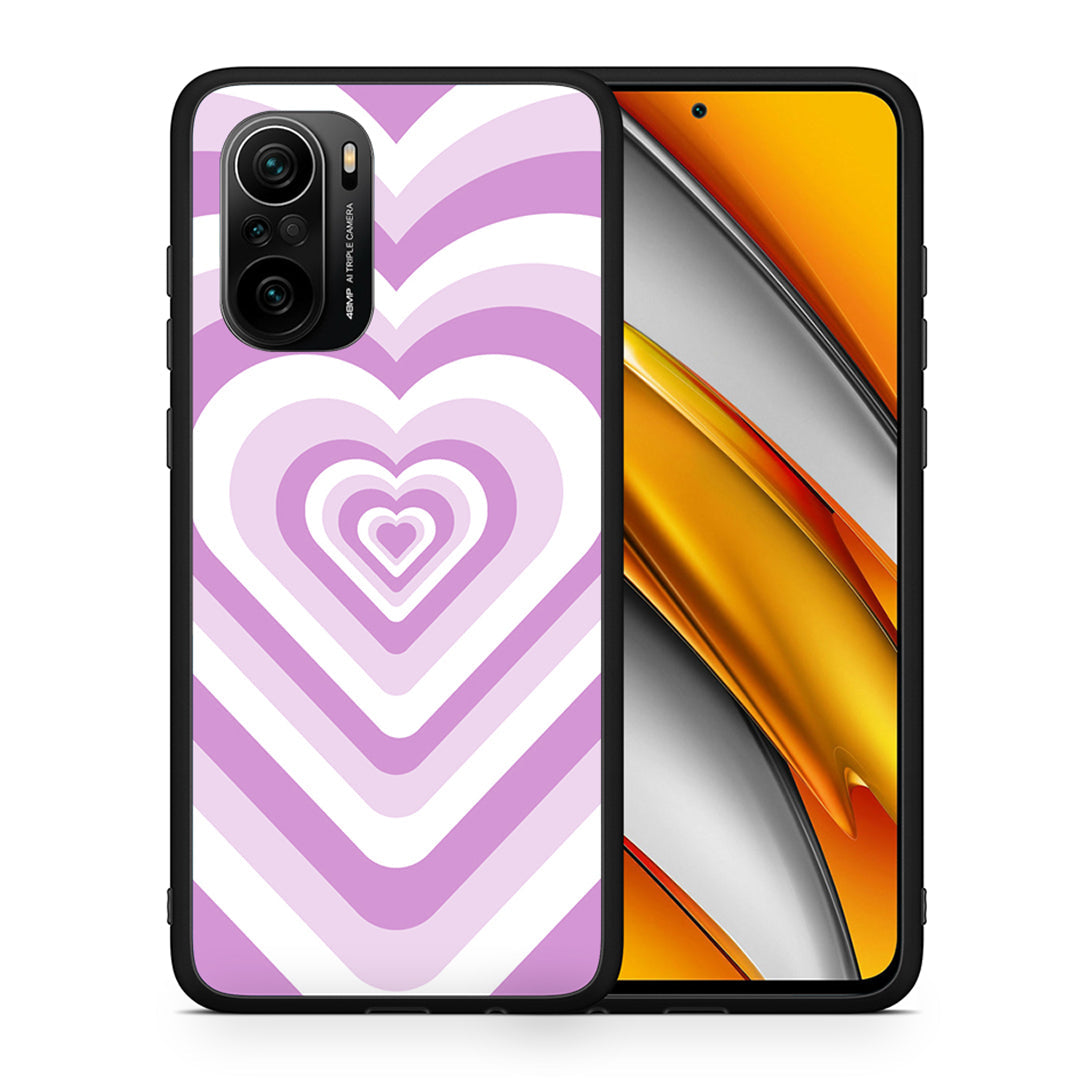 Θήκη Xiaomi Poco F3 Lilac Hearts από τη Smartfits με σχέδιο στο πίσω μέρος και μαύρο περίβλημα | Xiaomi Poco F3 Lilac Hearts case with colorful back and black bezels