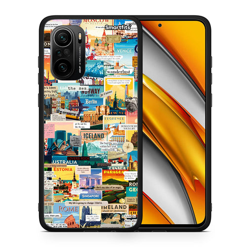 Θήκη Xiaomi Poco F3 Live To Travel από τη Smartfits με σχέδιο στο πίσω μέρος και μαύρο περίβλημα | Xiaomi Poco F3 Live To Travel case with colorful back and black bezels