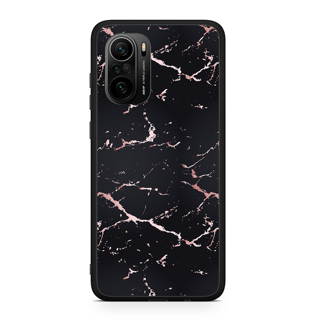 Xiaomi Mi 11i Black Rosegold Marble θήκη από τη Smartfits με σχέδιο στο πίσω μέρος και μαύρο περίβλημα | Smartphone case with colorful back and black bezels by Smartfits