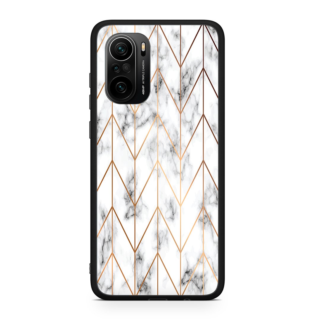 Xiaomi Mi 11i Gold Geometric Marble θήκη από τη Smartfits με σχέδιο στο πίσω μέρος και μαύρο περίβλημα | Smartphone case with colorful back and black bezels by Smartfits