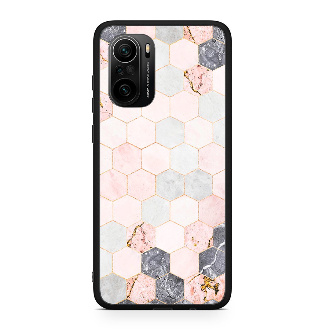 Xiaomi Mi 11i Hexagon Pink Marble θήκη από τη Smartfits με σχέδιο στο πίσω μέρος και μαύρο περίβλημα | Smartphone case with colorful back and black bezels by Smartfits