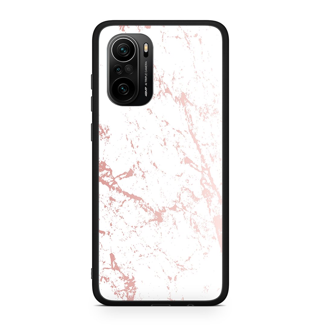 Xiaomi Poco F3 Pink Splash Marble θήκη από τη Smartfits με σχέδιο στο πίσω μέρος και μαύρο περίβλημα | Smartphone case with colorful back and black bezels by Smartfits