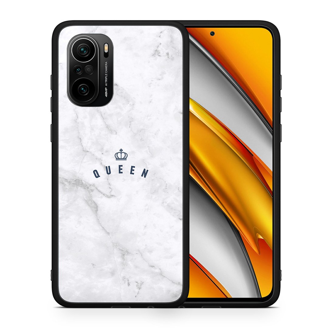 Θήκη Xiaomi Poco F3 Queen Marble από τη Smartfits με σχέδιο στο πίσω μέρος και μαύρο περίβλημα | Xiaomi Poco F3 Queen Marble case with colorful back and black bezels