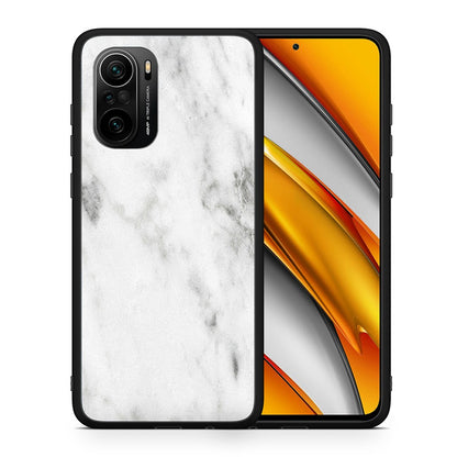 Θήκη Xiaomi Poco F3 White Marble από τη Smartfits με σχέδιο στο πίσω μέρος και μαύρο περίβλημα | Xiaomi Poco F3 White Marble case with colorful back and black bezels
