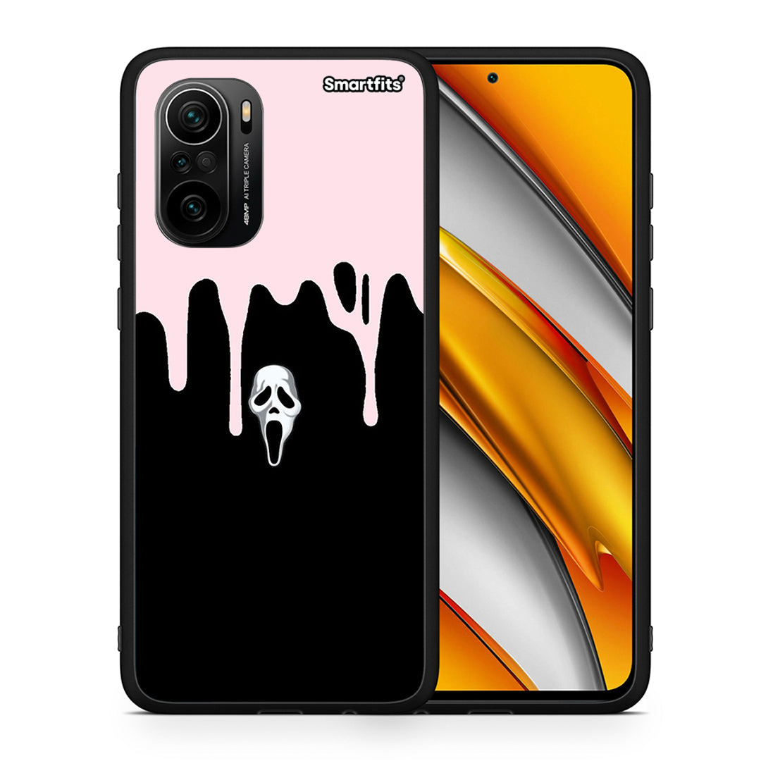 Θήκη Xiaomi Poco F3 Melting Halloween Mask από τη Smartfits με σχέδιο στο πίσω μέρος και μαύρο περίβλημα | Xiaomi Poco F3 Melting Halloween Mask case with colorful back and black bezels