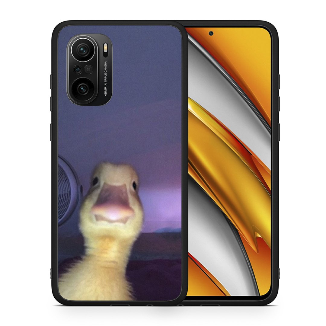 Θήκη Xiaomi Poco F3 Meme Duck από τη Smartfits με σχέδιο στο πίσω μέρος και μαύρο περίβλημα | Xiaomi Poco F3 Meme Duck case with colorful back and black bezels