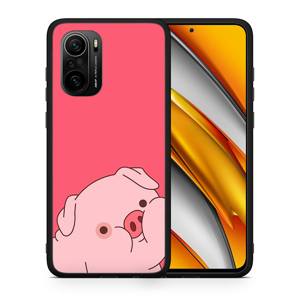 Θήκη Αγίου Βαλεντίνου Xiaomi Mi 11i Pig Love 1 από τη Smartfits με σχέδιο στο πίσω μέρος και μαύρο περίβλημα | Xiaomi Mi 11i Pig Love 1 case with colorful back and black bezels