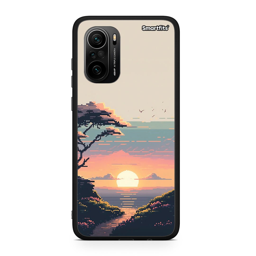 Xiaomi Poco F3 Pixel Sunset Θήκη από τη Smartfits με σχέδιο στο πίσω μέρος και μαύρο περίβλημα | Smartphone case with colorful back and black bezels by Smartfits