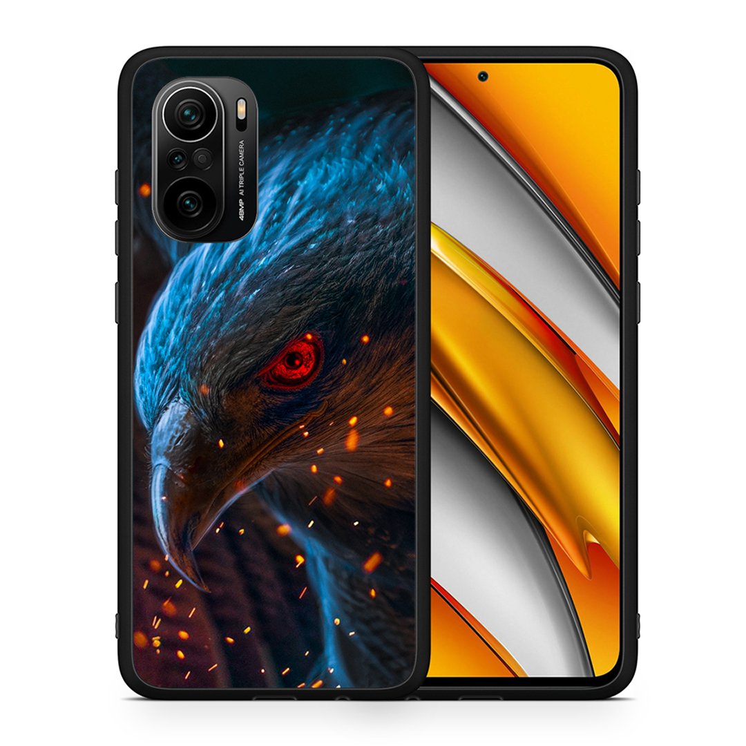Θήκη Xiaomi Poco F3 Eagle PopArt από τη Smartfits με σχέδιο στο πίσω μέρος και μαύρο περίβλημα | Xiaomi Poco F3 Eagle PopArt case with colorful back and black bezels