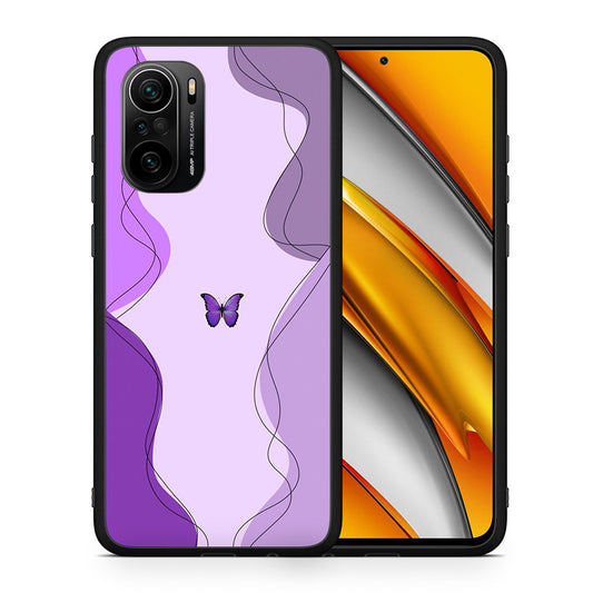 Θήκη Αγίου Βαλεντίνου Xiaomi Mi 11i Purple Mariposa από τη Smartfits με σχέδιο στο πίσω μέρος και μαύρο περίβλημα | Xiaomi Mi 11i Purple Mariposa case with colorful back and black bezels