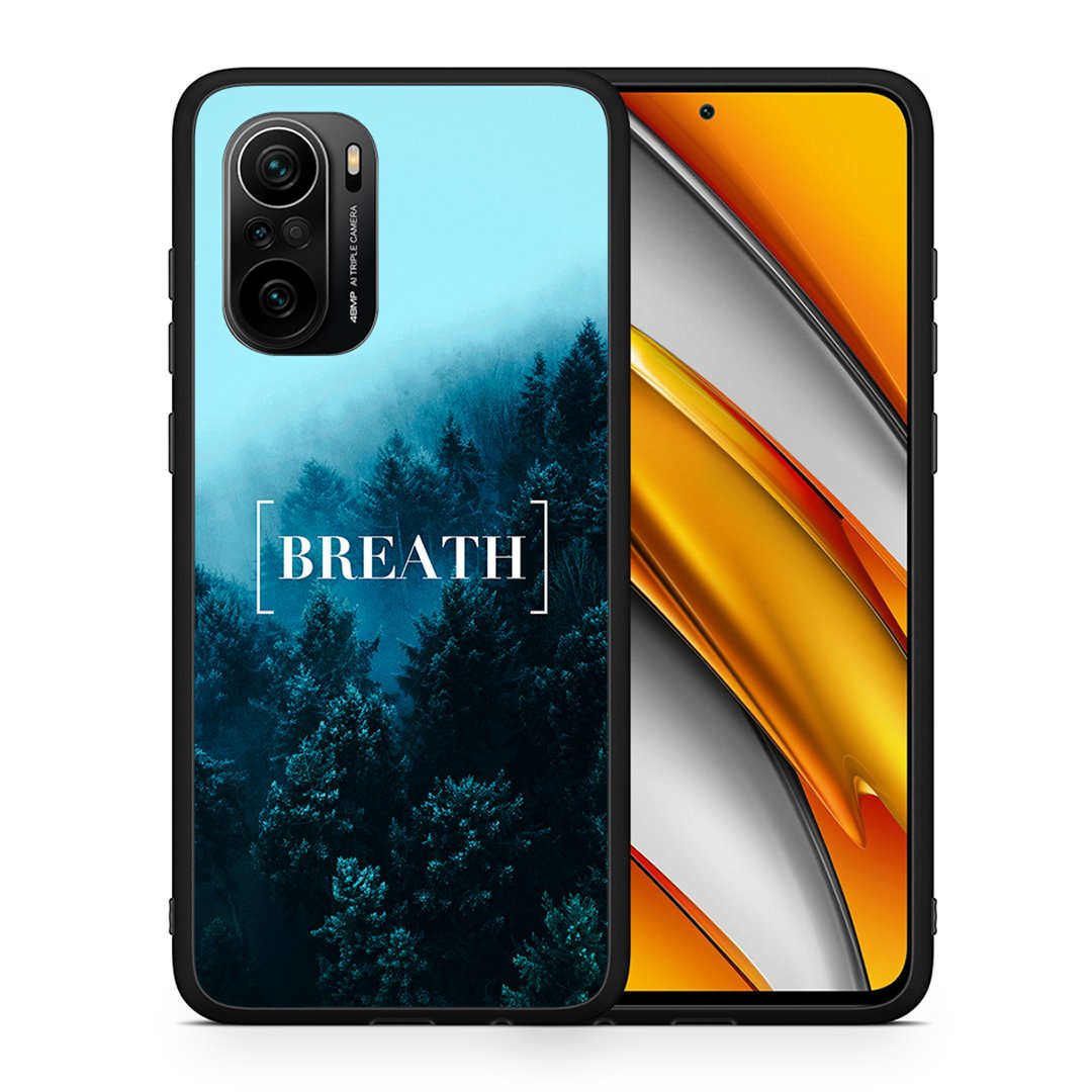 Θήκη Xiaomi Poco F3 Breath Quote από τη Smartfits με σχέδιο στο πίσω μέρος και μαύρο περίβλημα | Xiaomi Poco F3 Breath Quote case with colorful back and black bezels