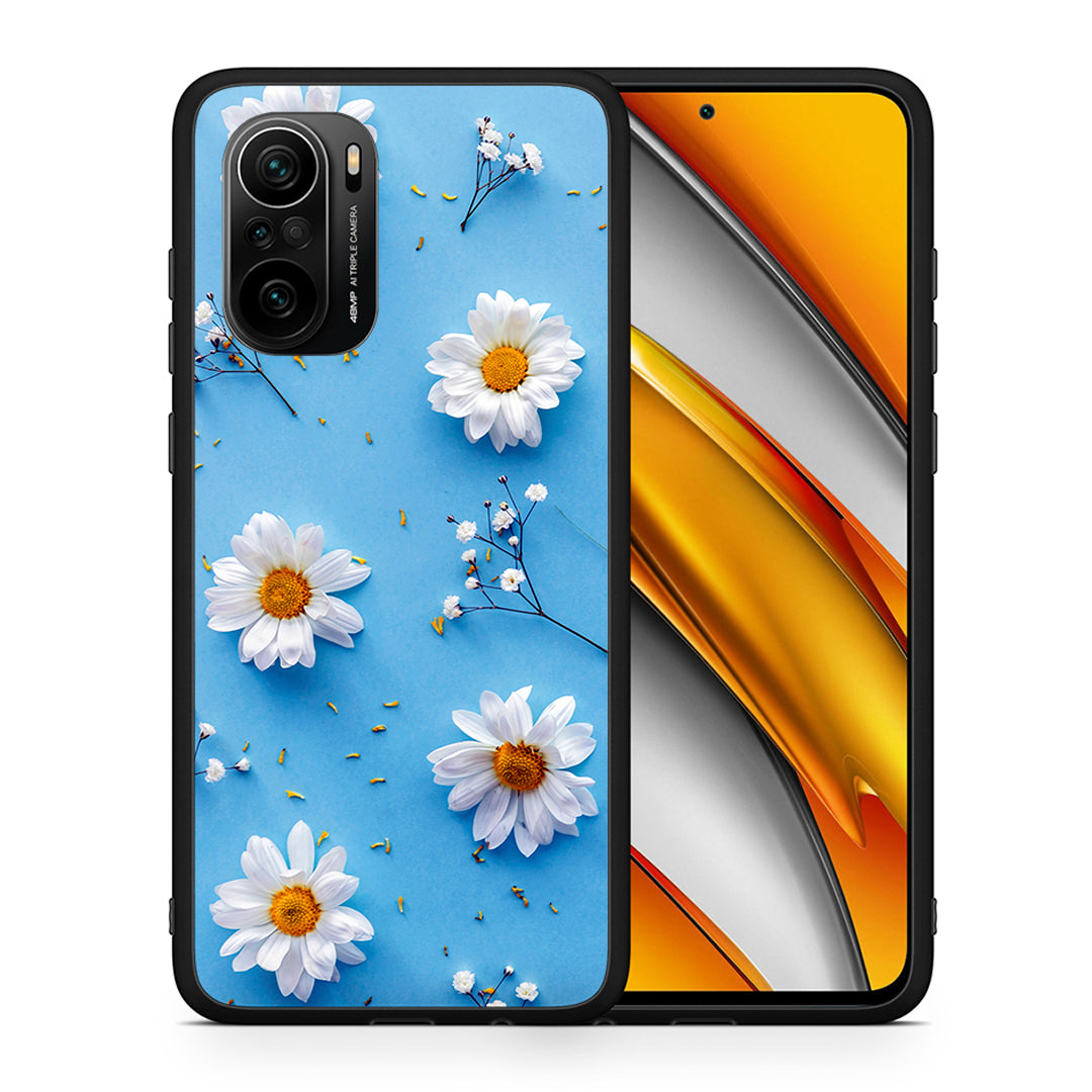 Θήκη Xiaomi Mi 11i Real Daisies από τη Smartfits με σχέδιο στο πίσω μέρος και μαύρο περίβλημα | Xiaomi Mi 11i Real Daisies case with colorful back and black bezels