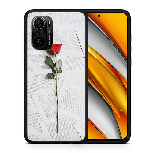 Θήκη Xiaomi Poco F3 Red Rose από τη Smartfits με σχέδιο στο πίσω μέρος και μαύρο περίβλημα | Xiaomi Poco F3 Red Rose case with colorful back and black bezels