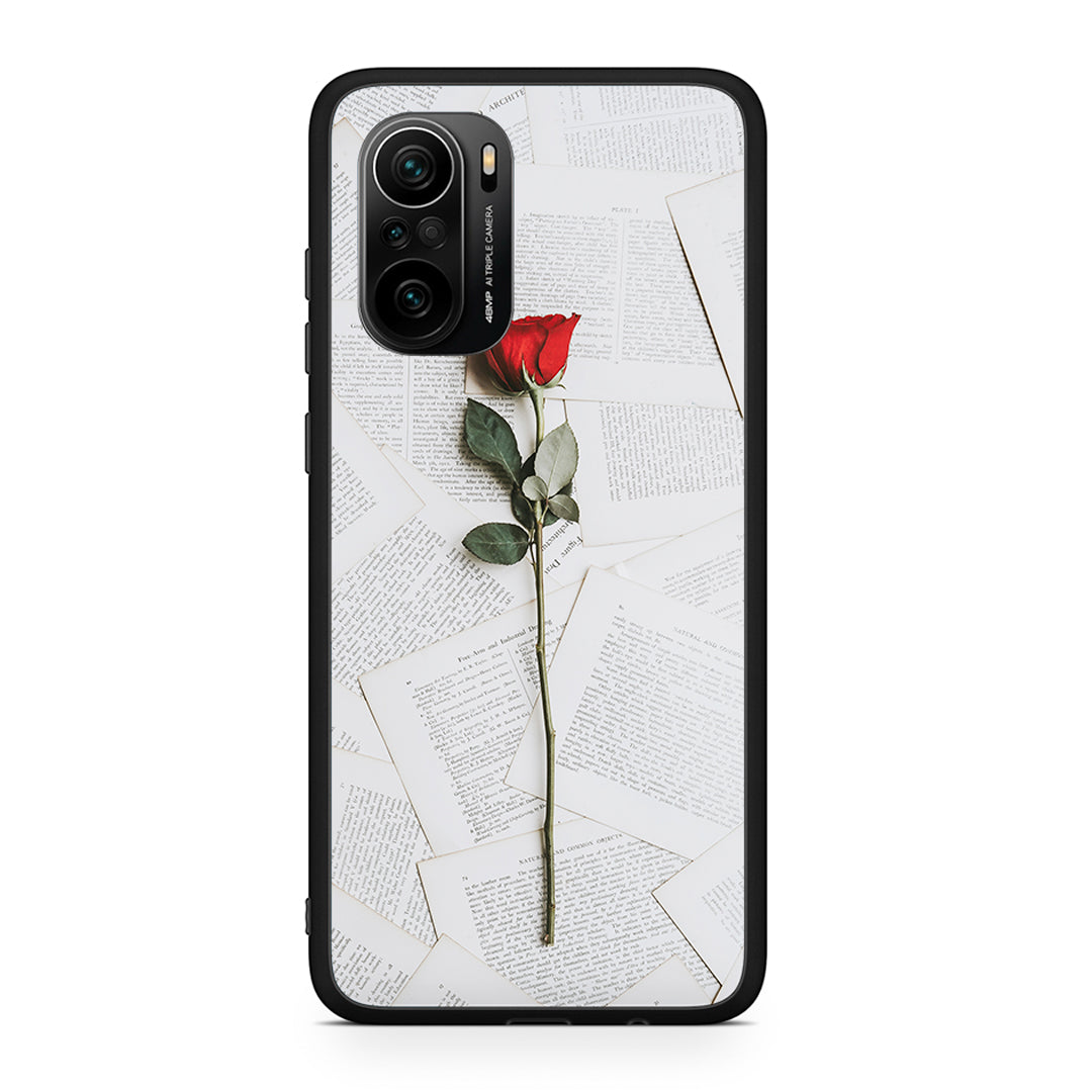 Xiaomi Poco F3 Red Rose θήκη από τη Smartfits με σχέδιο στο πίσω μέρος και μαύρο περίβλημα | Smartphone case with colorful back and black bezels by Smartfits