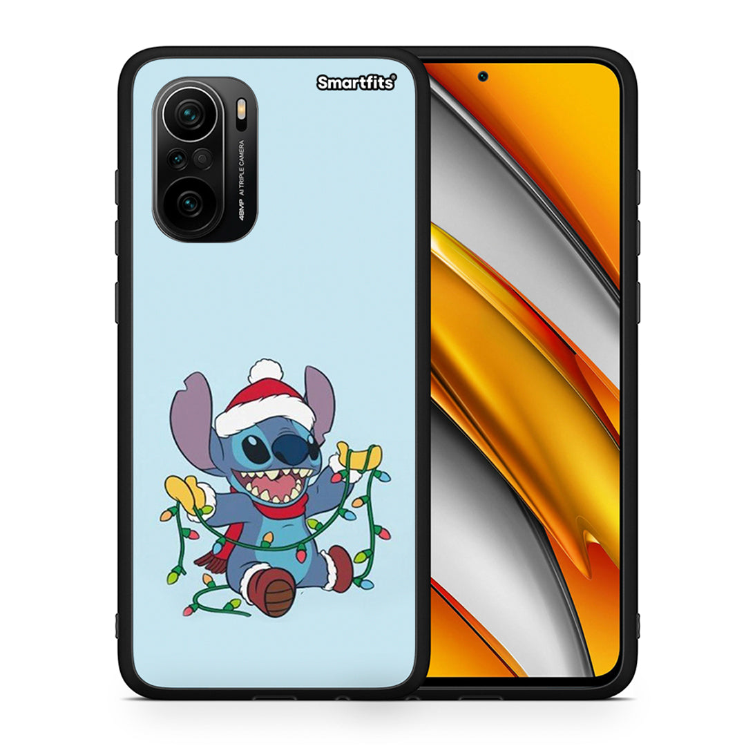 Θήκη Xiaomi Mi 11i Santa Stich από τη Smartfits με σχέδιο στο πίσω μέρος και μαύρο περίβλημα | Xiaomi Mi 11i Santa Stich case with colorful back and black bezels